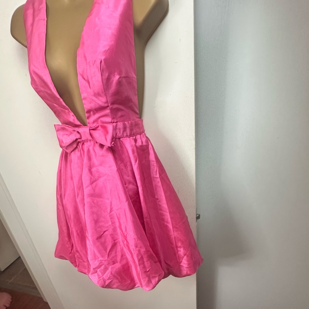 Mable X Anthropologie Pink Duri Bow Tied Bubble Hem Barbie Core Mini Dress NWT S - Picture 10 of 16